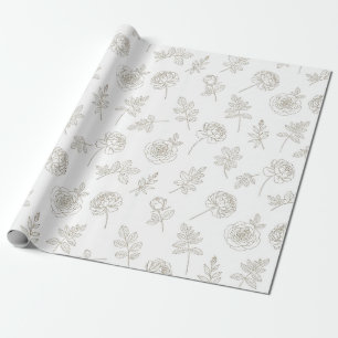 Papel De Presente Padrão de Arte de Linha Botânica Minimalista (8)