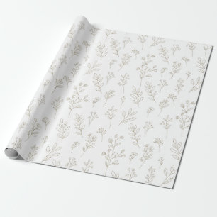 Papel De Presente Padrão de Arte de Linha Botânica Minimalista (9)