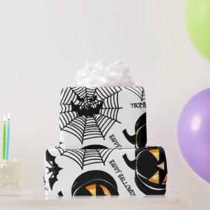 Papel De Presente Padrão de Arte do Halloween Personalizado de Abóbo
