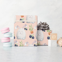 Papel De Presente Padrão de Arte em Aquarela de Coelho Fofo