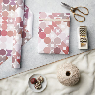 Papel De Presente Padrão de Arte em Círculos Rosa Poeira Bege Mauve