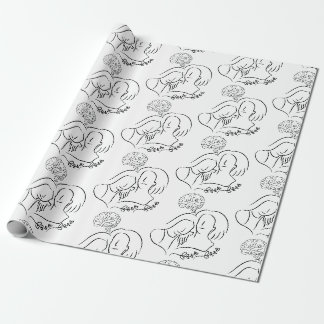 Papel De Presente Padrão de Arte em Linha Contínua de Saúde Mental e