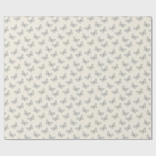 Papel De Presente Padrão de Arte em Linha de Borboleta