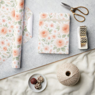 Papel De Presente Padrão de Arte Floral do Chique Elegante Francês
