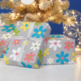 Papel De Presente Padrão De Arte Floral Primavera Simples E Brilhant