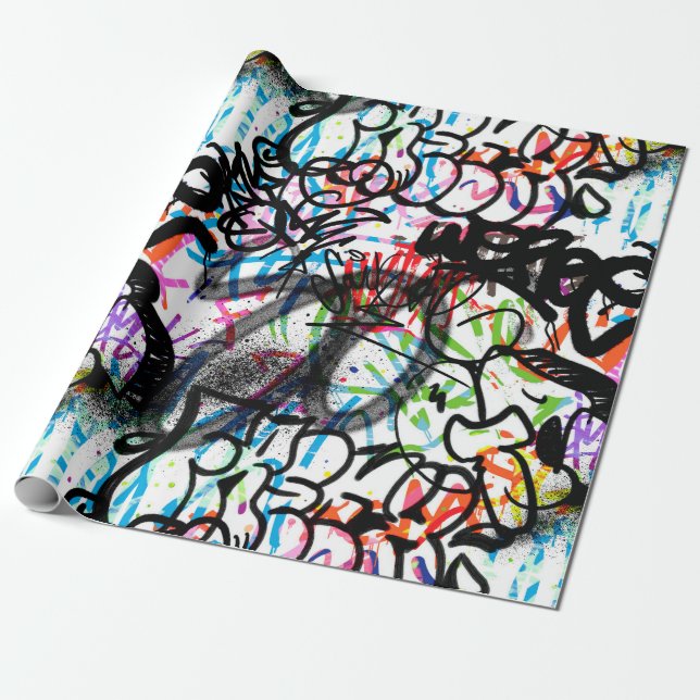 Papel De Presente Padrão de arte urbana de Grafite  (Desenrolado)