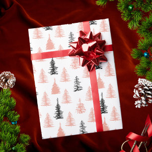 Papel De Presente Padrão de Árvore da Floresta de Natal do Abstrato 