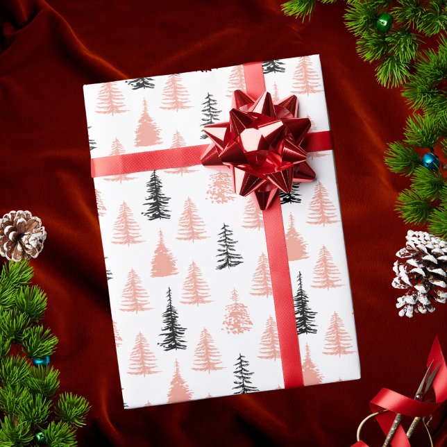 Papel De Presente Padrão de Árvore da Floresta de Natal do Abstrato  (Criador carregado)