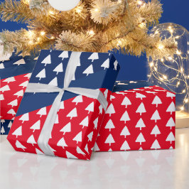 Papel De Presente Padrão de árvore de Natal azul índigo vermelho bra