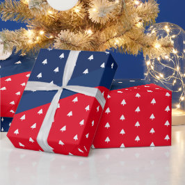 Papel De Presente Padrão de árvore de Natal azul índigo vermelho bra