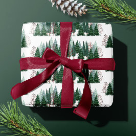 Papel De Presente Padrão de árvore de Natal de pinheiro rústico