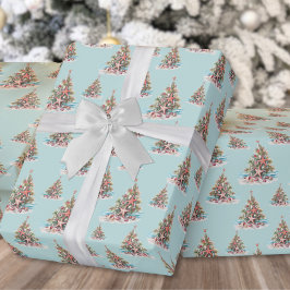 Papel De Presente Padrão de Árvore de Natal de Praia