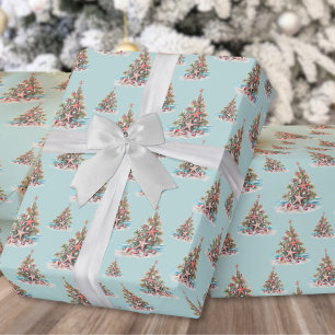 Papel De Presente Padrão de Árvore de Natal de Praia
