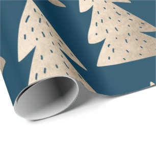 Papel De Presente Padrão de árvore de Natal de rosa de cobre elega