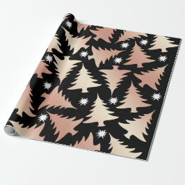 Papel De Presente Padrão de árvore de Natal de rosa de cobre elegant