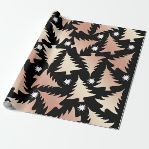 Papel De Presente Padrão de árvore de Natal de rosa de cobre elegant
