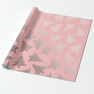 Papel De Presente Padrão de Árvore de Natal Elegante, Dourada e Ro