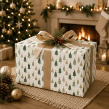 Padrão de árvore de Natal em aquarela minimalista