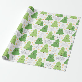 Papel De Presente Padrão de árvore de Natal fofo