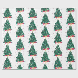 Papel De Presente Padrão de Árvore de Natal Minimalista Presente de 