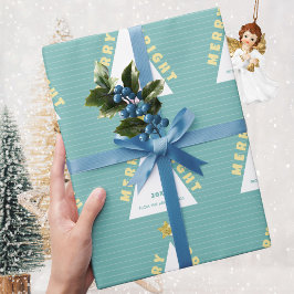 Papel De Presente Padrão de árvore de Natal minimalista turquesa