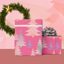 Padrão de Árvore de Natal Rosa Brilhante Fofa