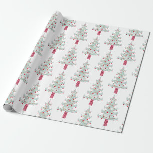Papel De Presente Padrão de árvore de Natal simples
