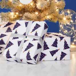 Papel De Presente Padrão de Árvore de Natal Verificada em Negrito co