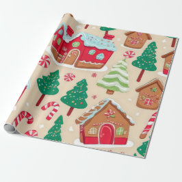 Papel De Presente Padrão de árvore de pão de Natal colorido
