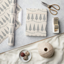 Papel De Presente Padrão de Árvore Houndstooth de Feliz Natal