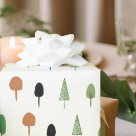 Papel De Presente Padrão de Árvore Minimalista da Floresta Whimsical
