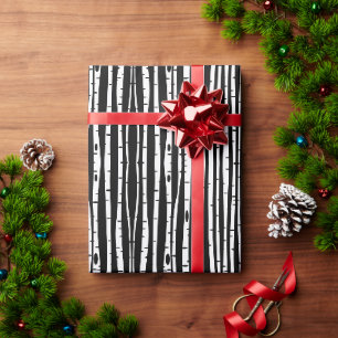 Papel De Presente Padrão de árvore preto e branco fofo