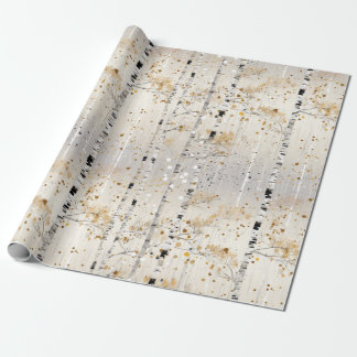 Papel De Presente Padrão de Árvores de Birch de Cores-d'Água