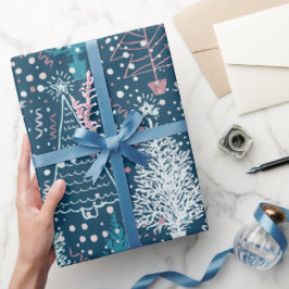 Papel De Presente Padrão de Árvores de Natal abstrato