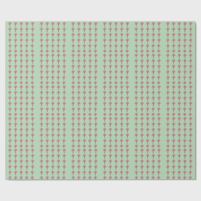 Papel De Presente Padrão de Árvores Rosa (Aberto)