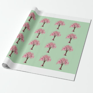 Papel De Presente Padrão de Árvores Rosa