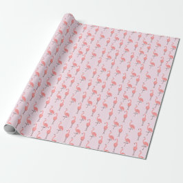 Papel De Presente Padrão de Ave Flamingo Rosa Random