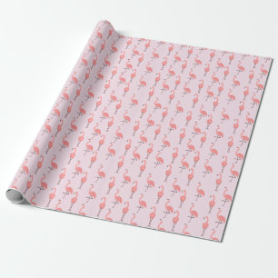 Papel De Presente Padrão de Ave Flamingo Rosa Random