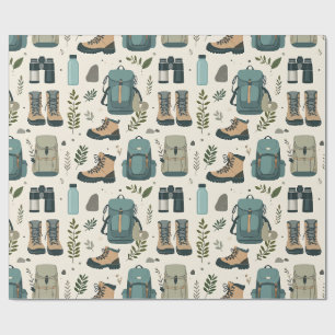 Papel De Presente Padrão de Aventura ao Ar Livre Botas de Caminhada 