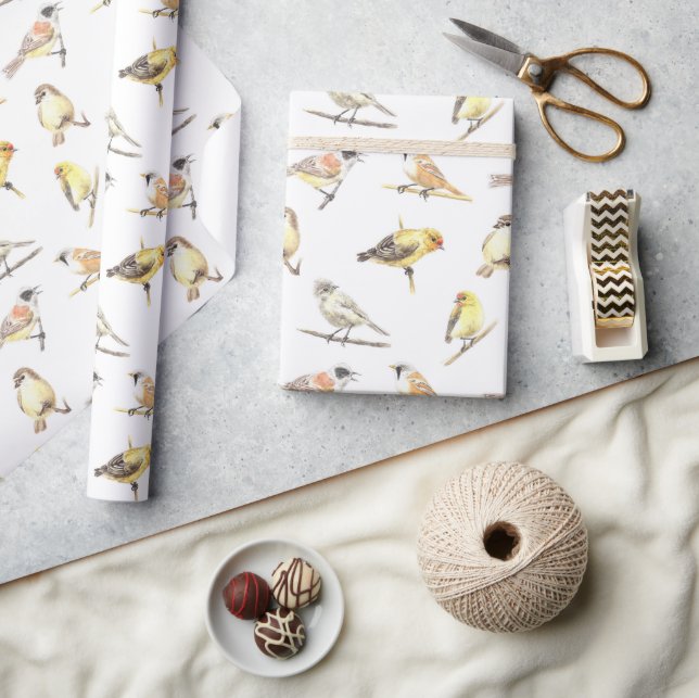 Papel De Presente Padrão de aves em contato (Artesanato)