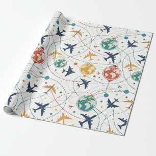 Papel De Presente Padrão de Aviação de Viagens Globais (2)