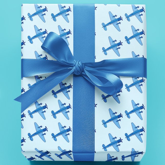 Papel De Presente Padrão de avião azul Baby shower  (Criador carregado)