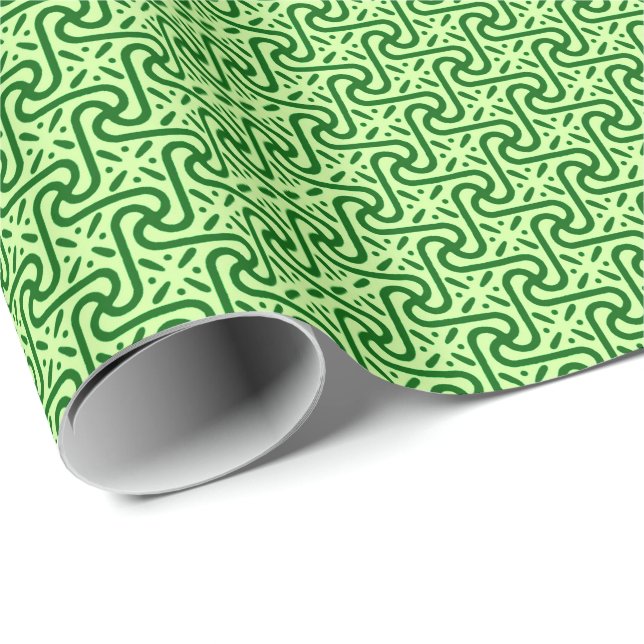 Papel De Presente Padrão de azulejo egípcio, esmeralda e verde limão (Ponta do rolo)