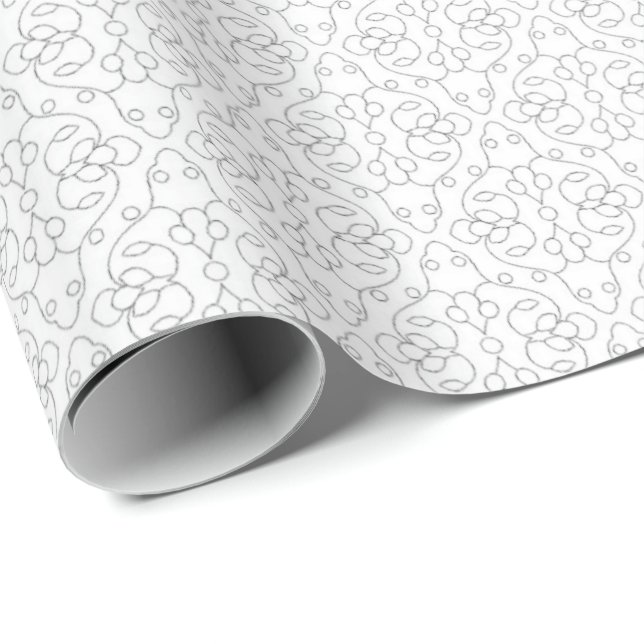 Papel De Presente Padrão de Azulejo Geométrico Cinza Claro (Ponta do rolo)