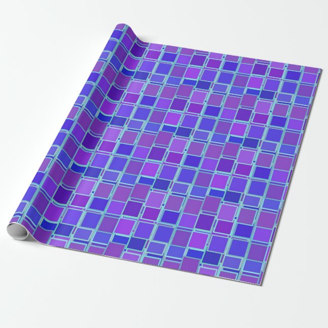 Papel De Presente Padrão de Azulejo Quadrado Mosaico Roxo (Desenrolado)