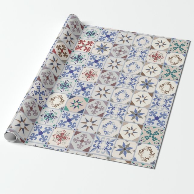 Papel De Presente Padrão de azulejos cerâmicos (Desenrolado)
