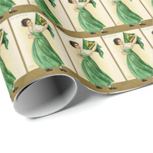 Papel De Presente Padrão de azulejos Cool Vintage Irlanda Dia de São