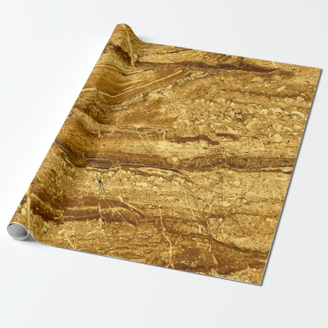 Papel De Presente Padrão de azulejos de ouro natural (Desenrolado)