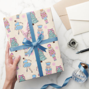 Papel De Presente Padrão de Bailarina do Quebra-Nozes de Férias Fofo