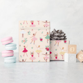 Papel De Presente Padrão de Bailarinas Fofas para Meninas